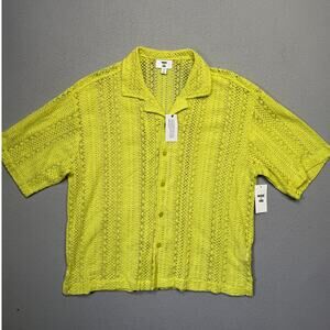 Mode of One Men's Crochet Relaxed fit Camp Shirt Harvest Pear M $50